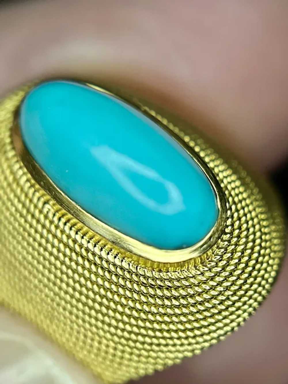 Retro Mid Century Persian Turquoise Cocktail Ring… - image 2