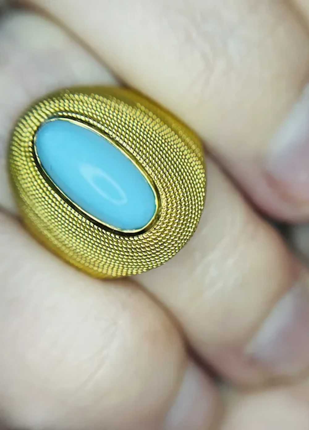 Retro Mid Century Persian Turquoise Cocktail Ring… - image 4