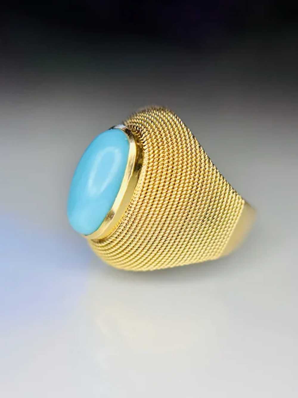 Retro Mid Century Persian Turquoise Cocktail Ring… - image 5