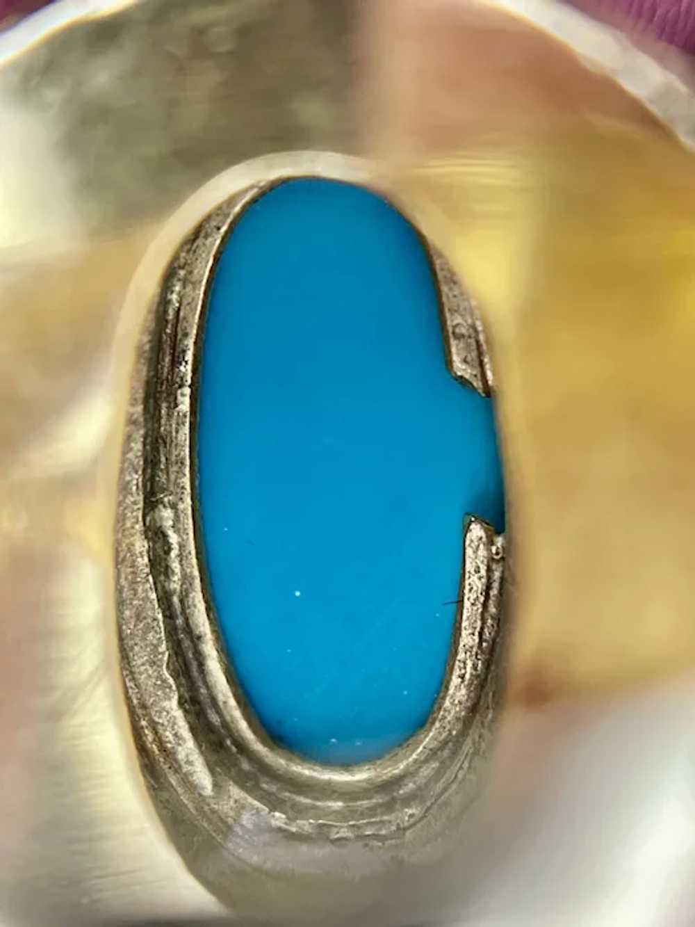 Retro Mid Century Persian Turquoise Cocktail Ring… - image 7