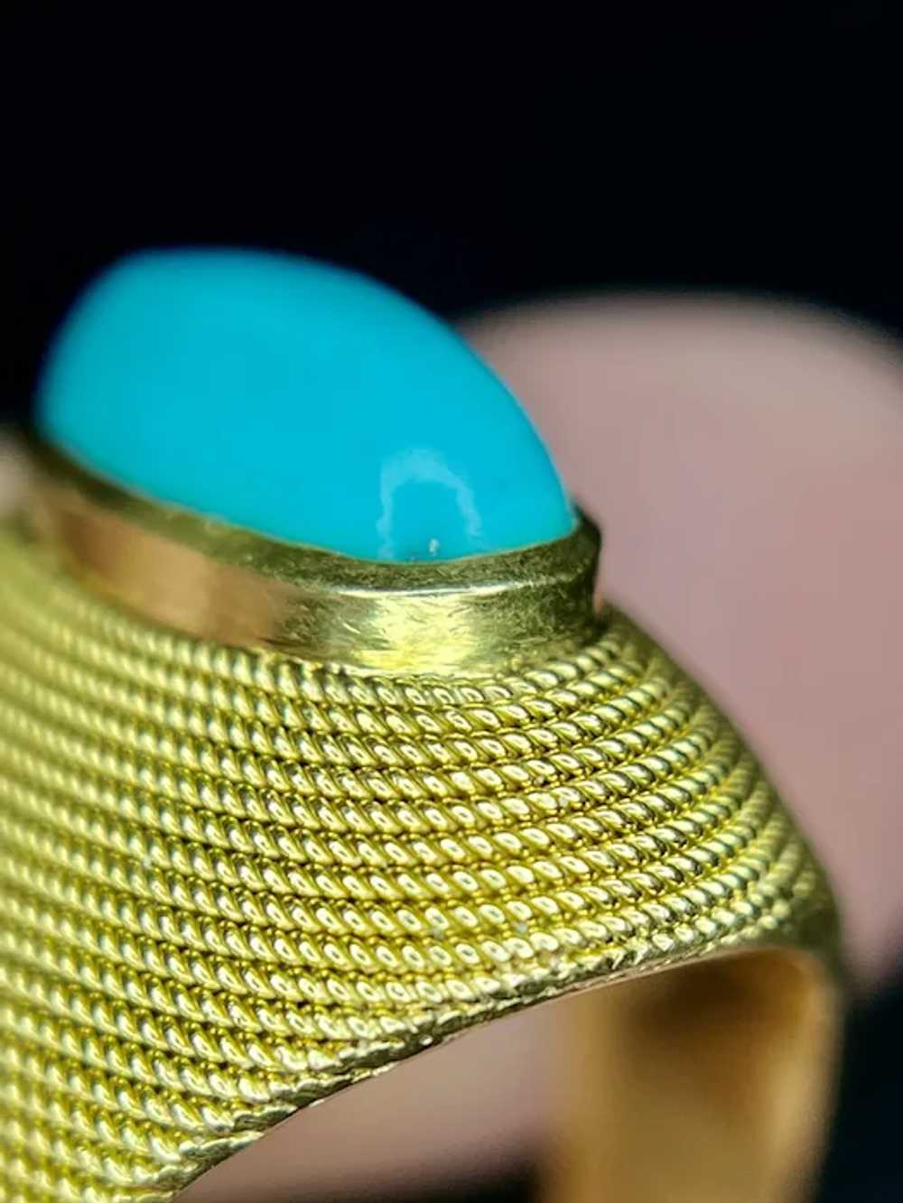 Retro Mid Century Persian Turquoise Cocktail Ring… - image 8