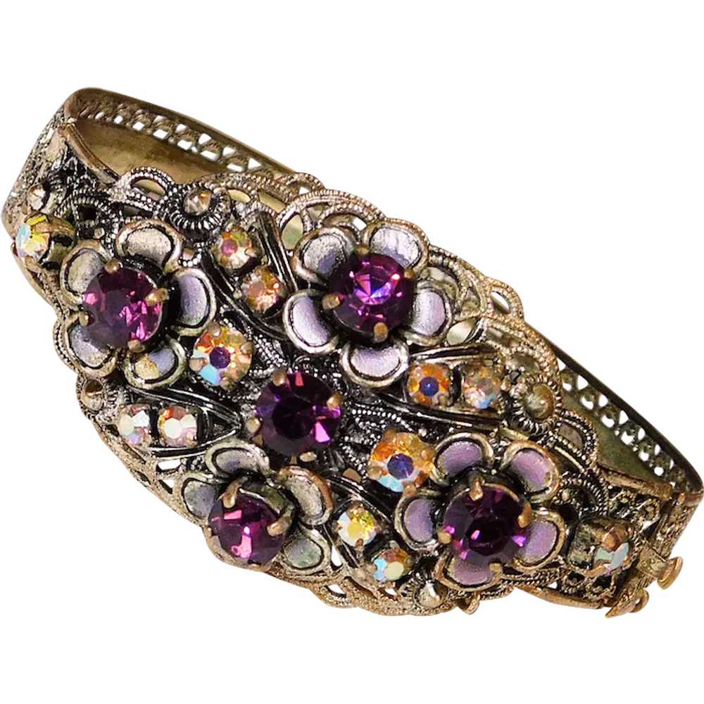 Fabulous WEST GERMANY Purple & Aurora Rhinestone … - image 1