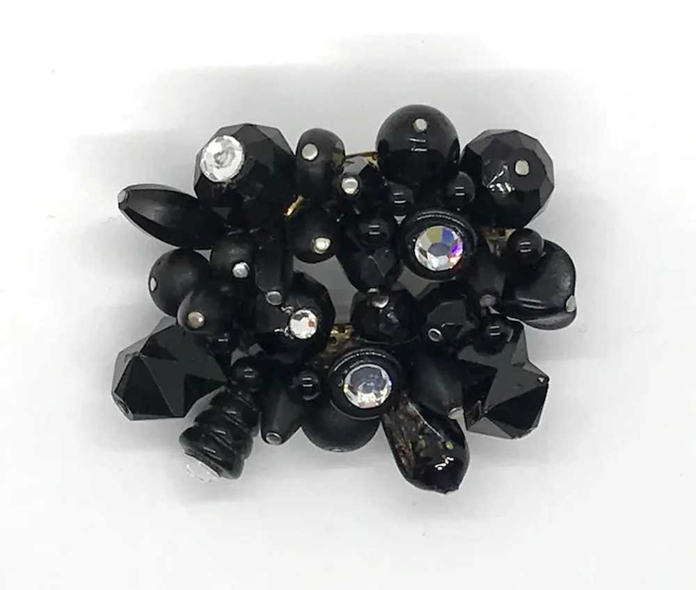 Handcrafted Vintage Black Beads and Rhinestones P… - image 4