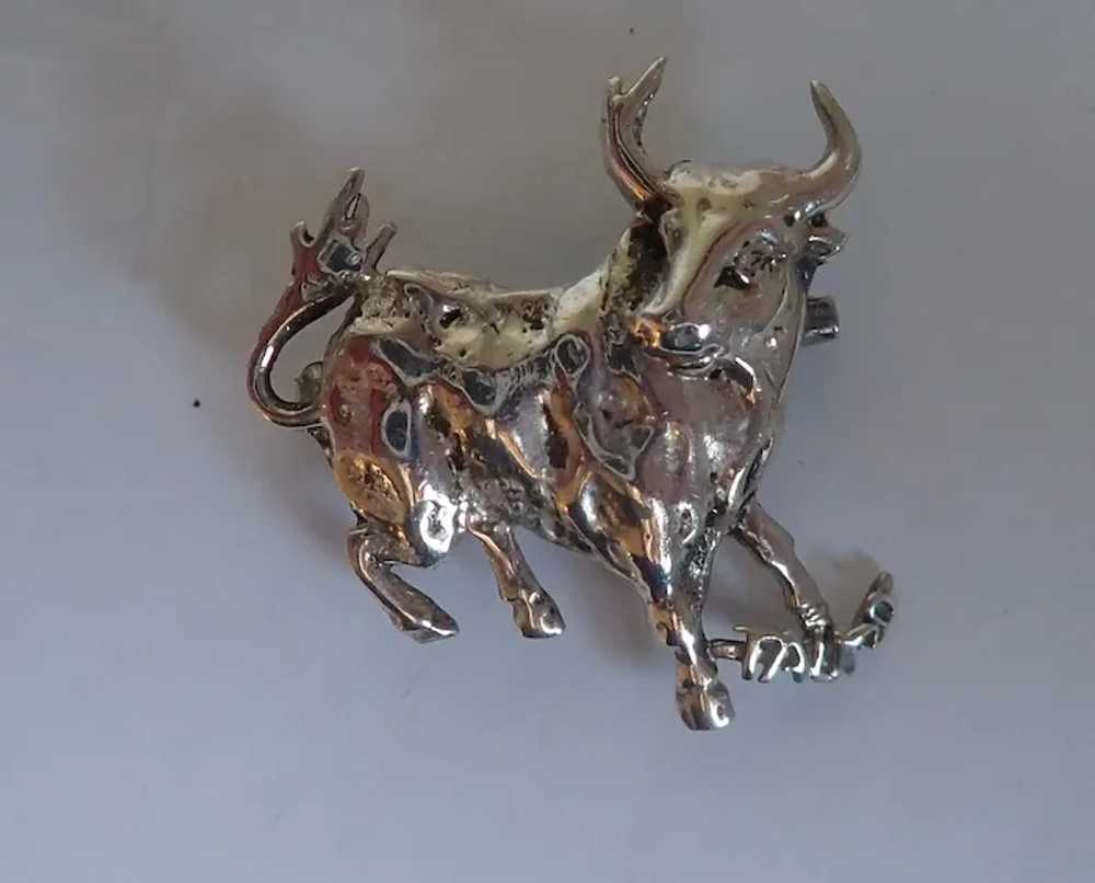 *Vintage Sterling Cowboy Bull Pins Brooches - image 3