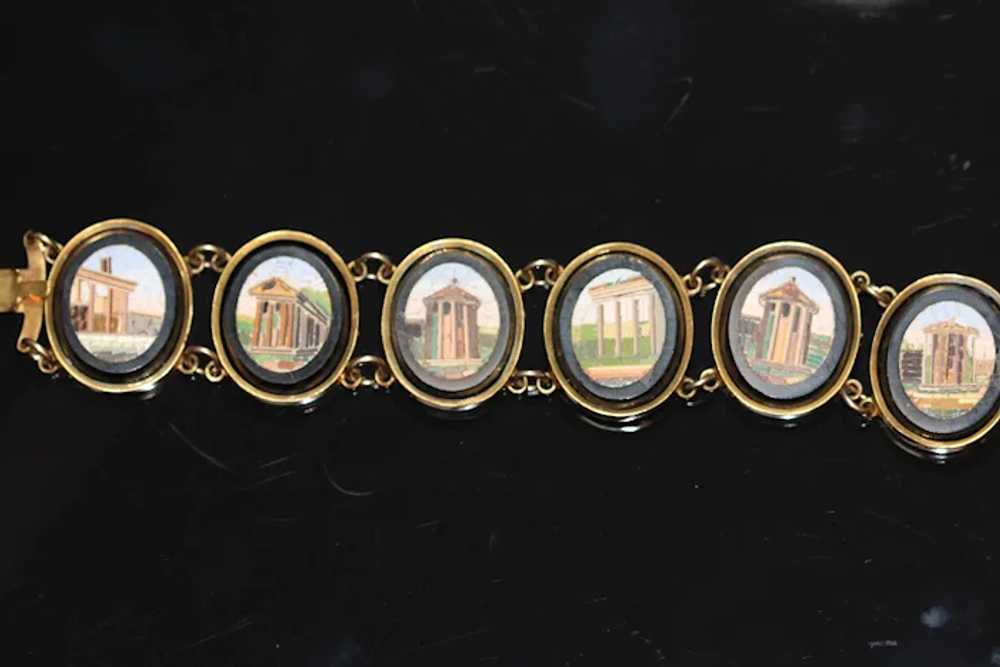 Victorian micro mosaic bracelet, gold plate - image 2