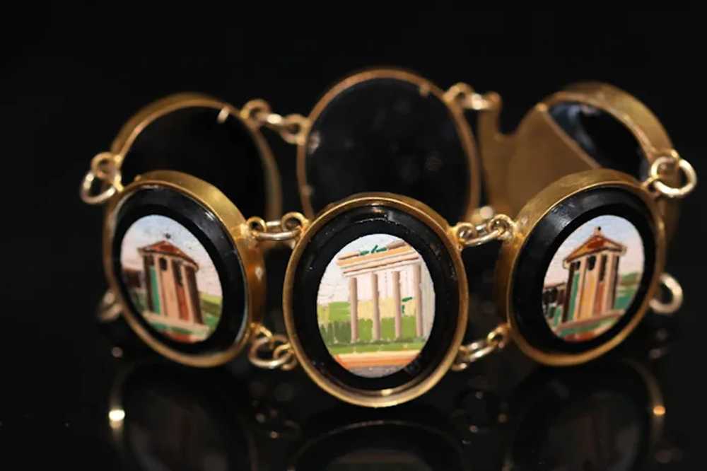 Victorian micro mosaic bracelet, gold plate - image 3