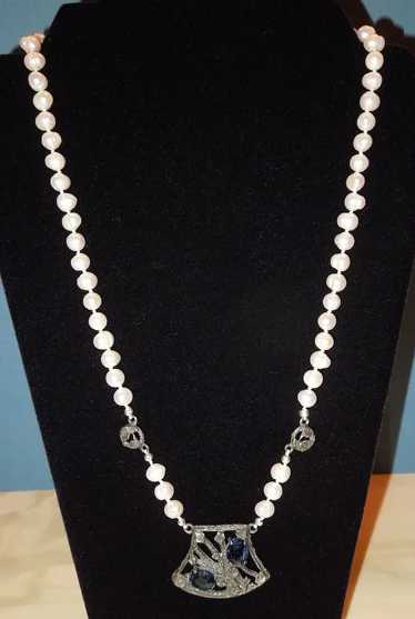 Freshwater Potato Pearl Necklace with Vintage Czec
