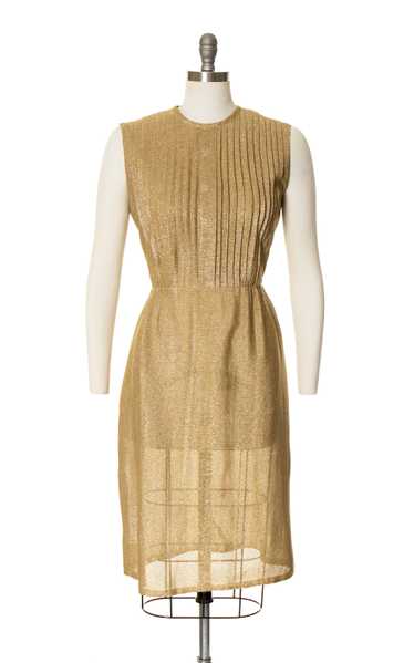 1960s Metallic Gold Lurex Wiggle Dress | medium