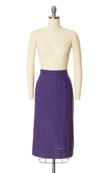 1950s Purple Wool Pencil Skirt | small