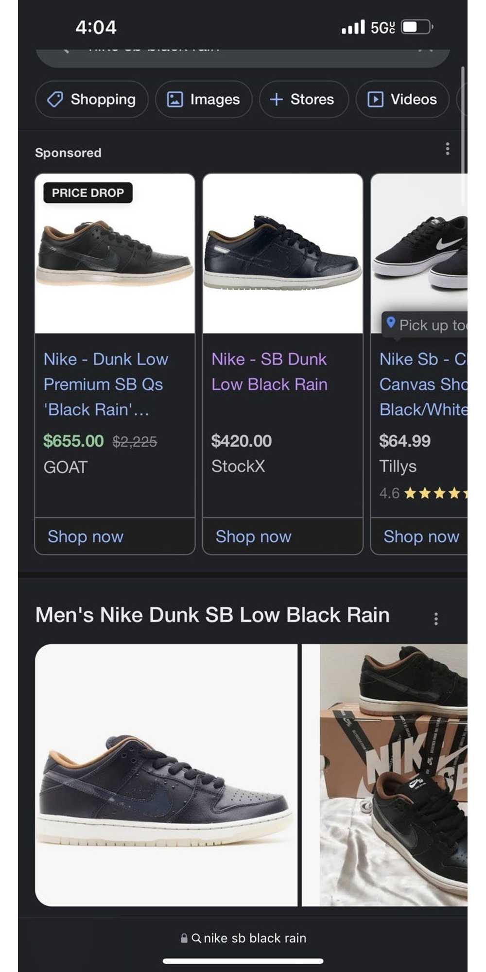sb dunk black rain