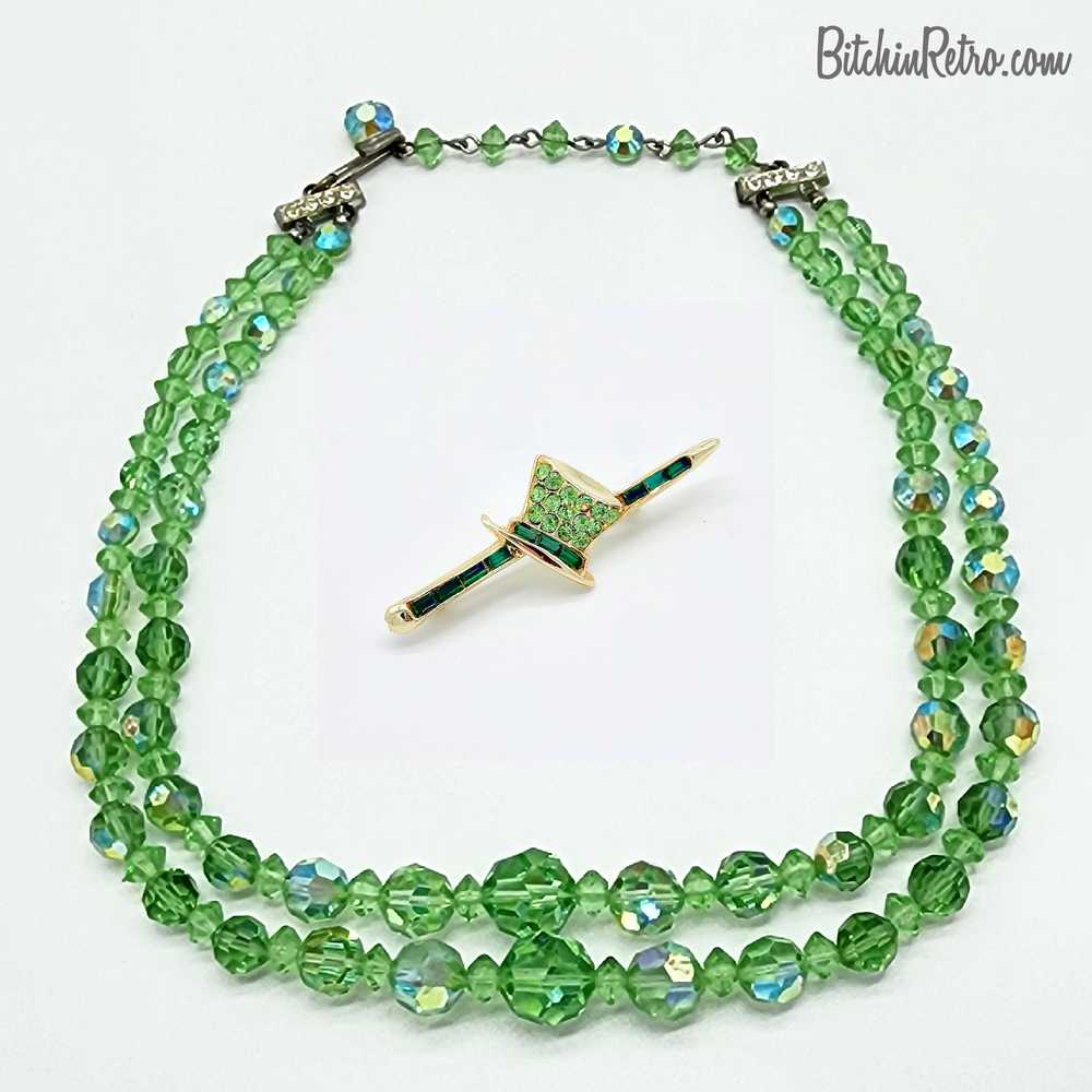 Vintage Aurora Borealis Glass Beaded Necklace Wit… - image 1