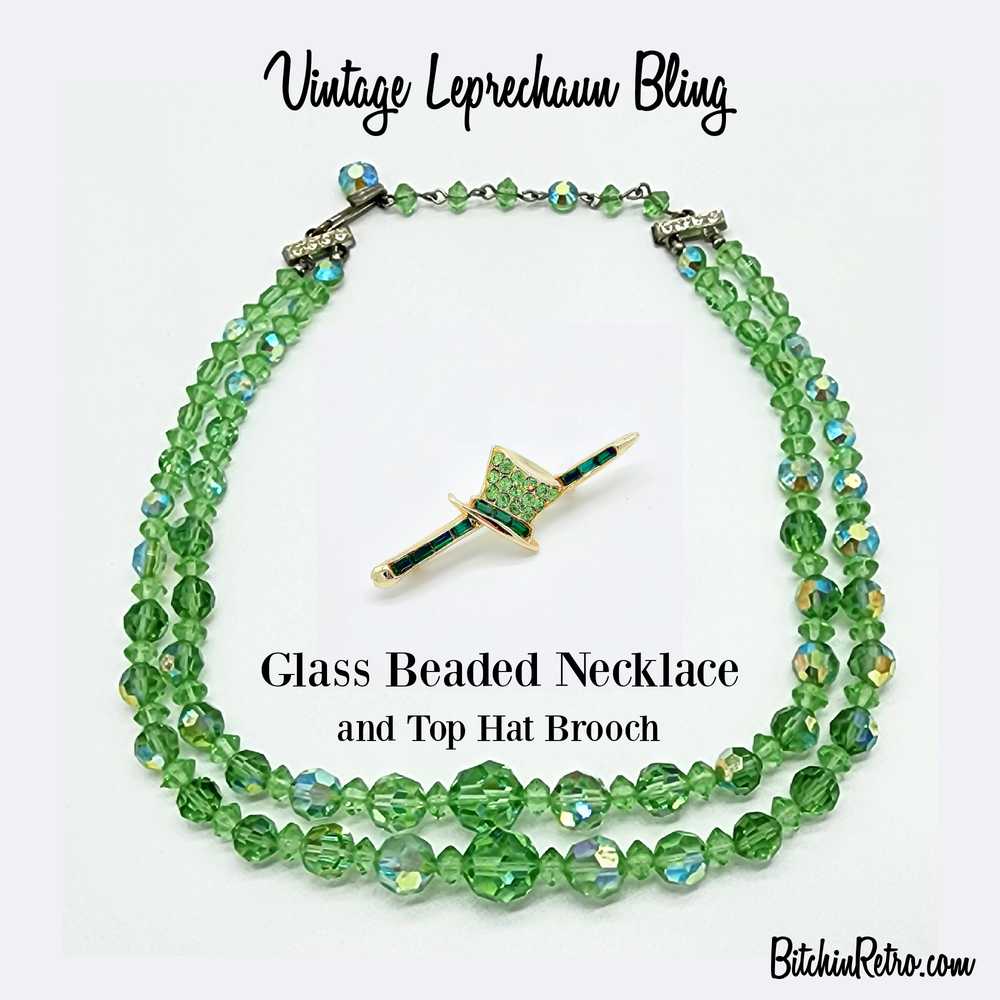 Vintage Aurora Borealis Glass Beaded Necklace Wit… - image 2