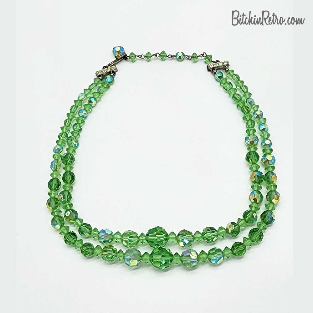 Vintage Aurora Borealis Glass Beaded Necklace Wit… - image 3