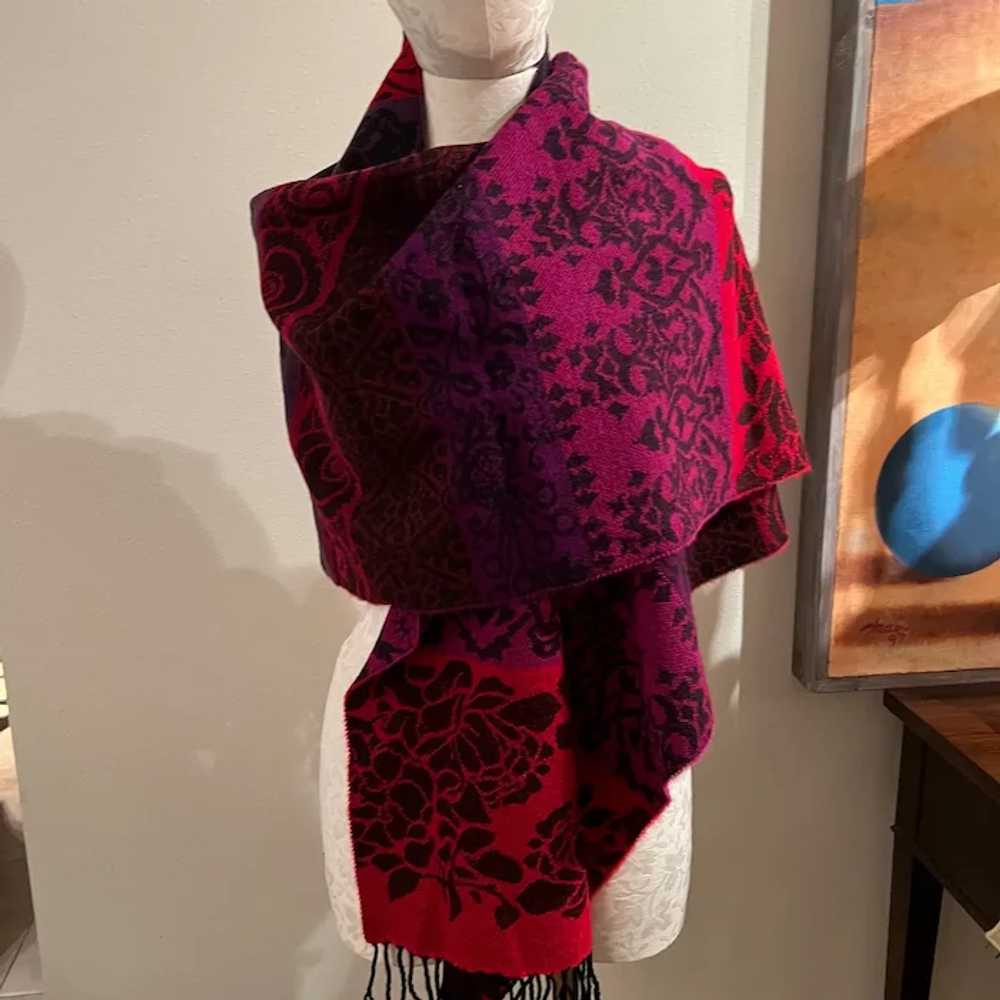 Vintage Red and Purple Shawl - image 2