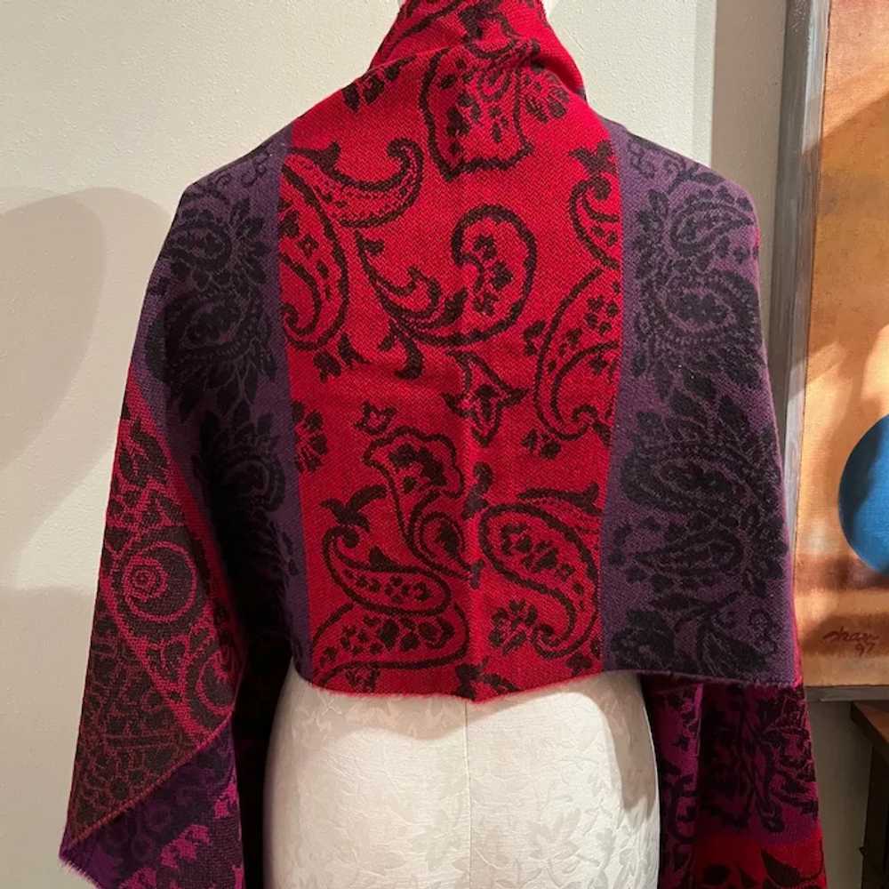Vintage Red and Purple Shawl - image 4