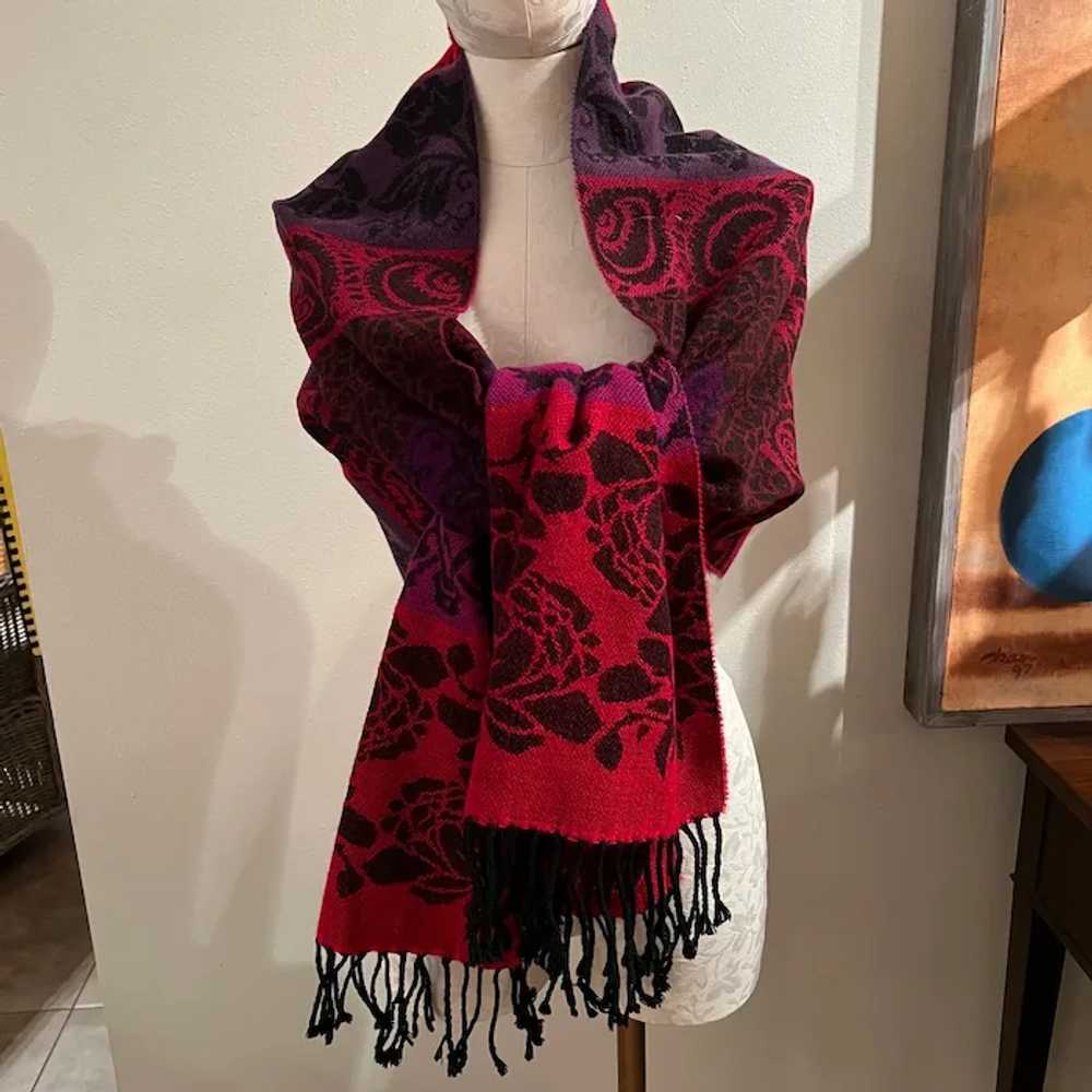 Vintage Red and Purple Shawl - image 7