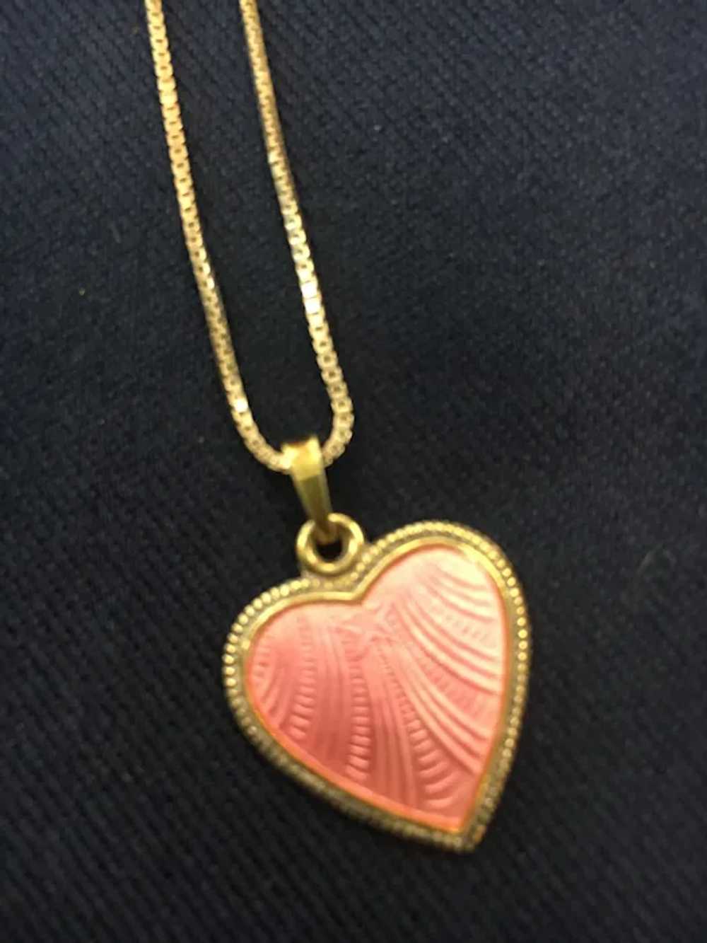 Lovely Sterling Enameled Heart - image 2