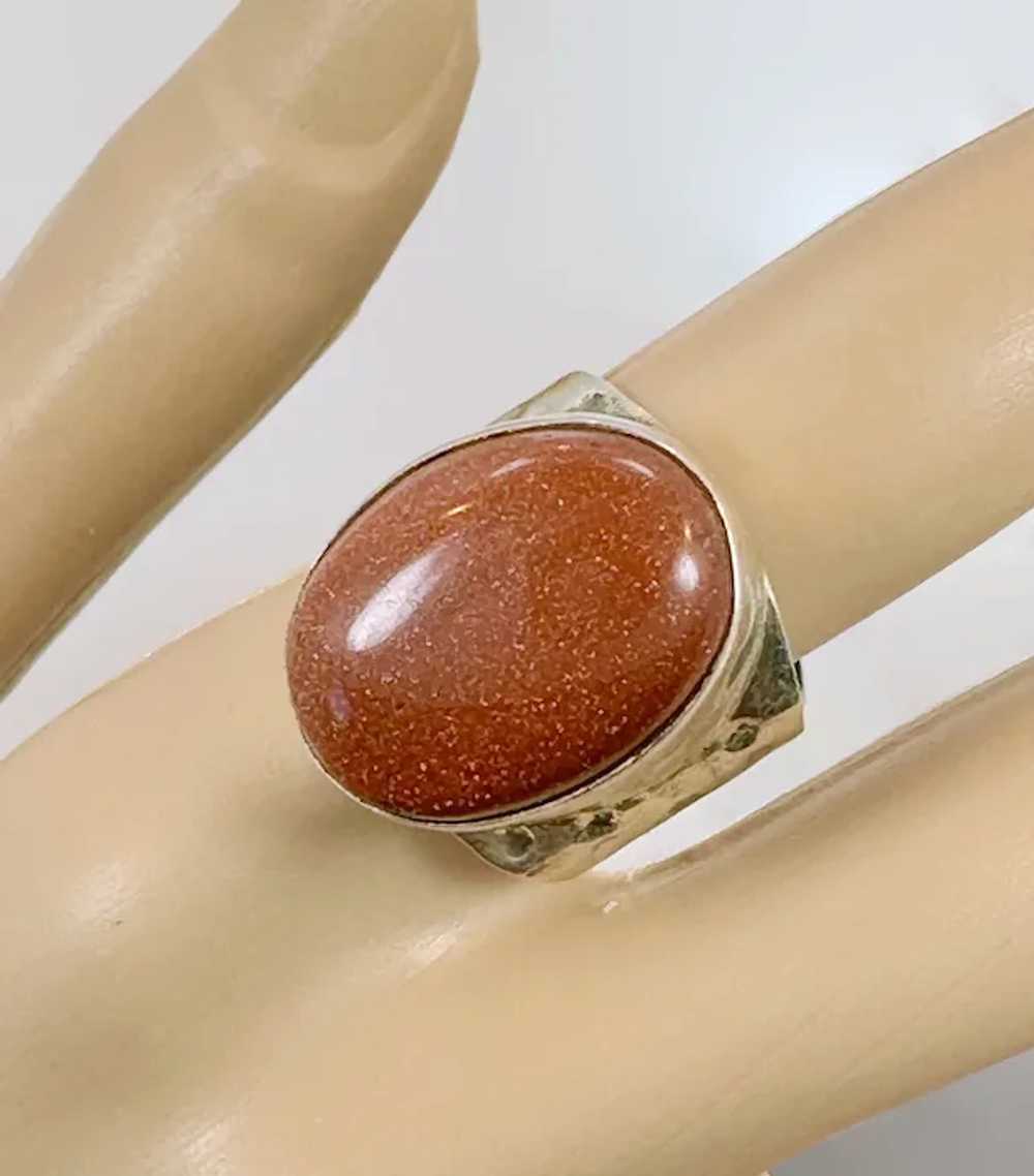 Goldstone Ring, Sterling Silver, Cuff Ring, Vinta… - image 3
