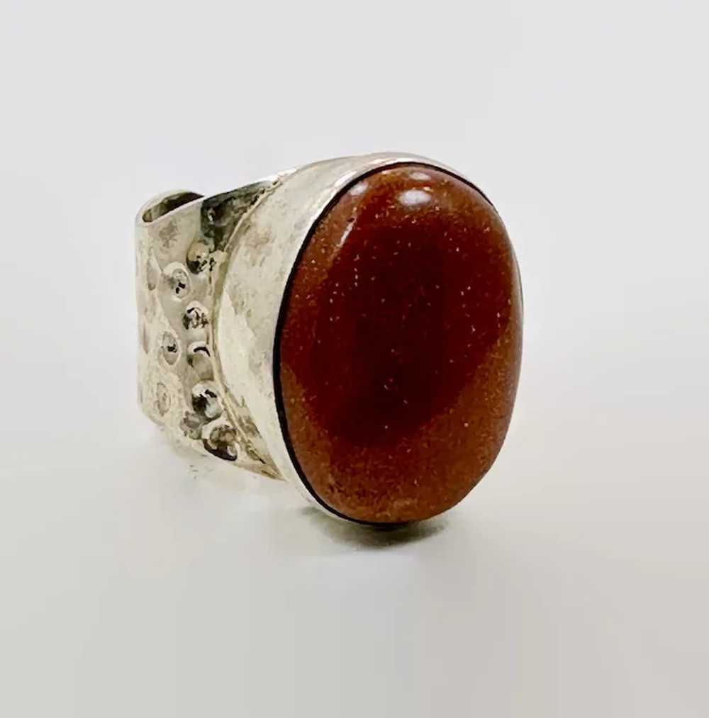 Goldstone Ring, Sterling Silver, Cuff Ring, Vinta… - image 5