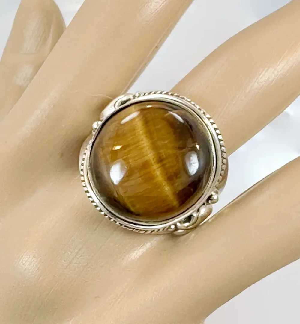 Tiger Eye Ring, Sterling Silver, Tiger's Eye Ston… - image 2