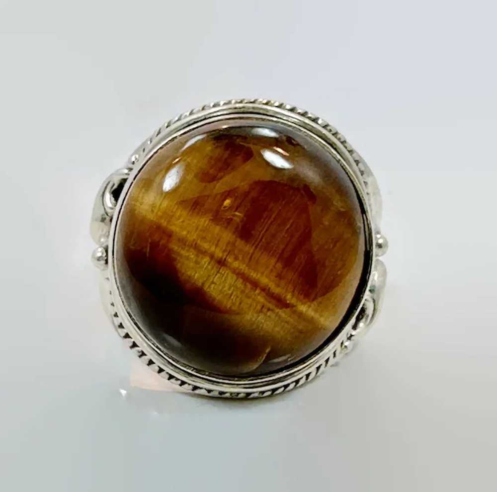 Tiger Eye Ring, Sterling Silver, Tiger's Eye Ston… - image 4