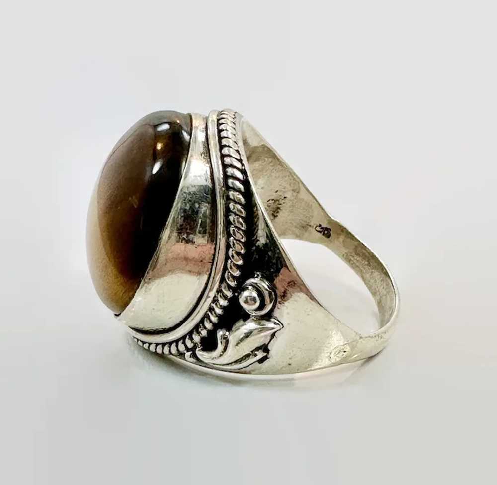 Tiger Eye Ring, Sterling Silver, Tiger's Eye Ston… - image 5