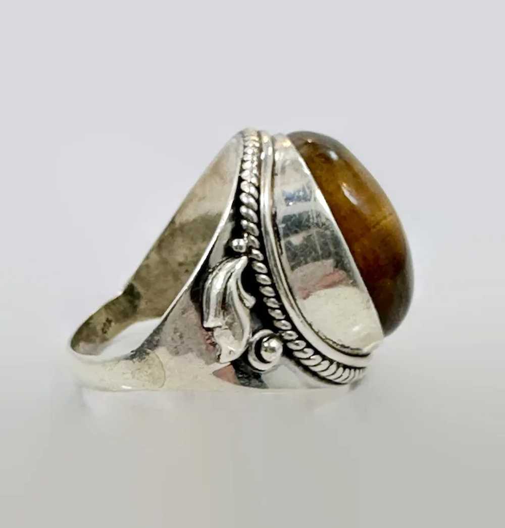 Tiger Eye Ring, Sterling Silver, Tiger's Eye Ston… - image 7