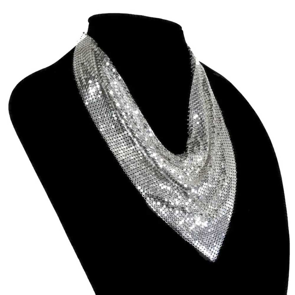 Whiting and Davis Mesh Bib Necklace – Silver Tone… - image 2
