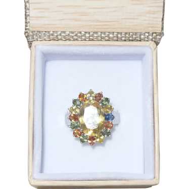 Citrine and Sapphire Ring Set In Silver - image 1