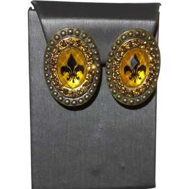 Fleur De Lis Earrings in a Brass Metal - image 1