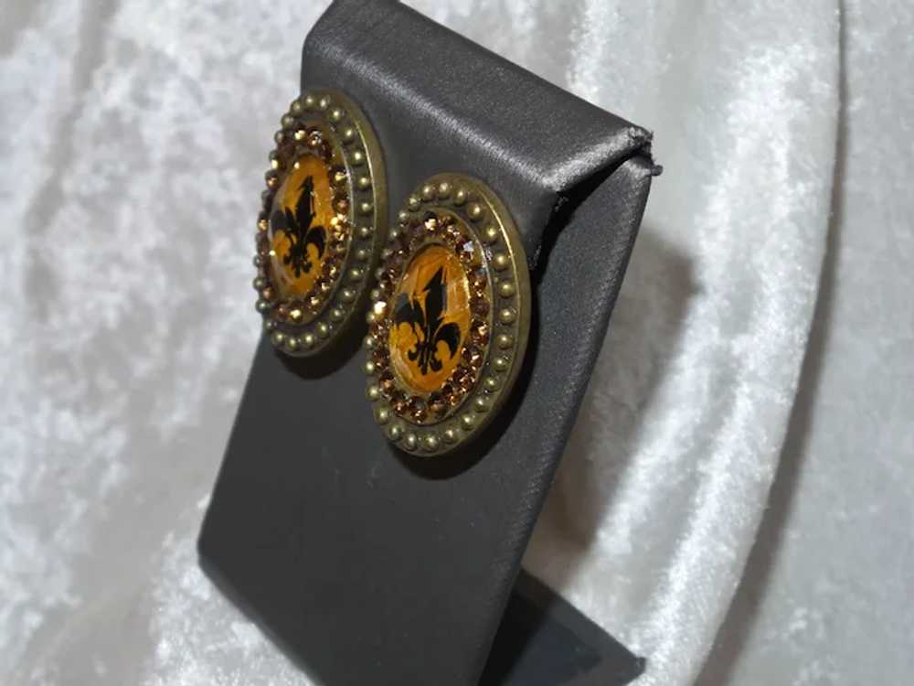 Fleur De Lis Earrings in a Brass Metal - image 3