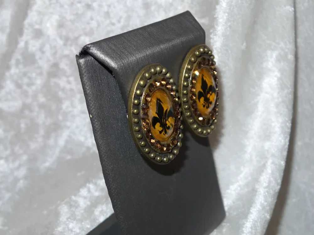 Fleur De Lis Earrings in a Brass Metal - image 5
