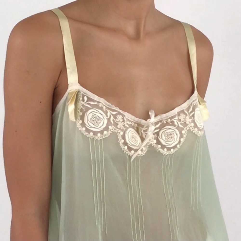 Vintage 1920's Mint Sheer Silk Lace Teddy - image 4