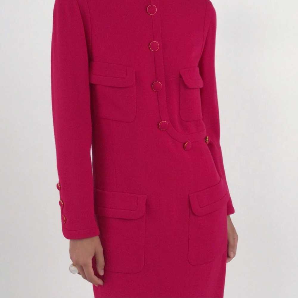 Vintage CHANEL Dark Fuchsia Pink Wool Dress 1996 - image 1