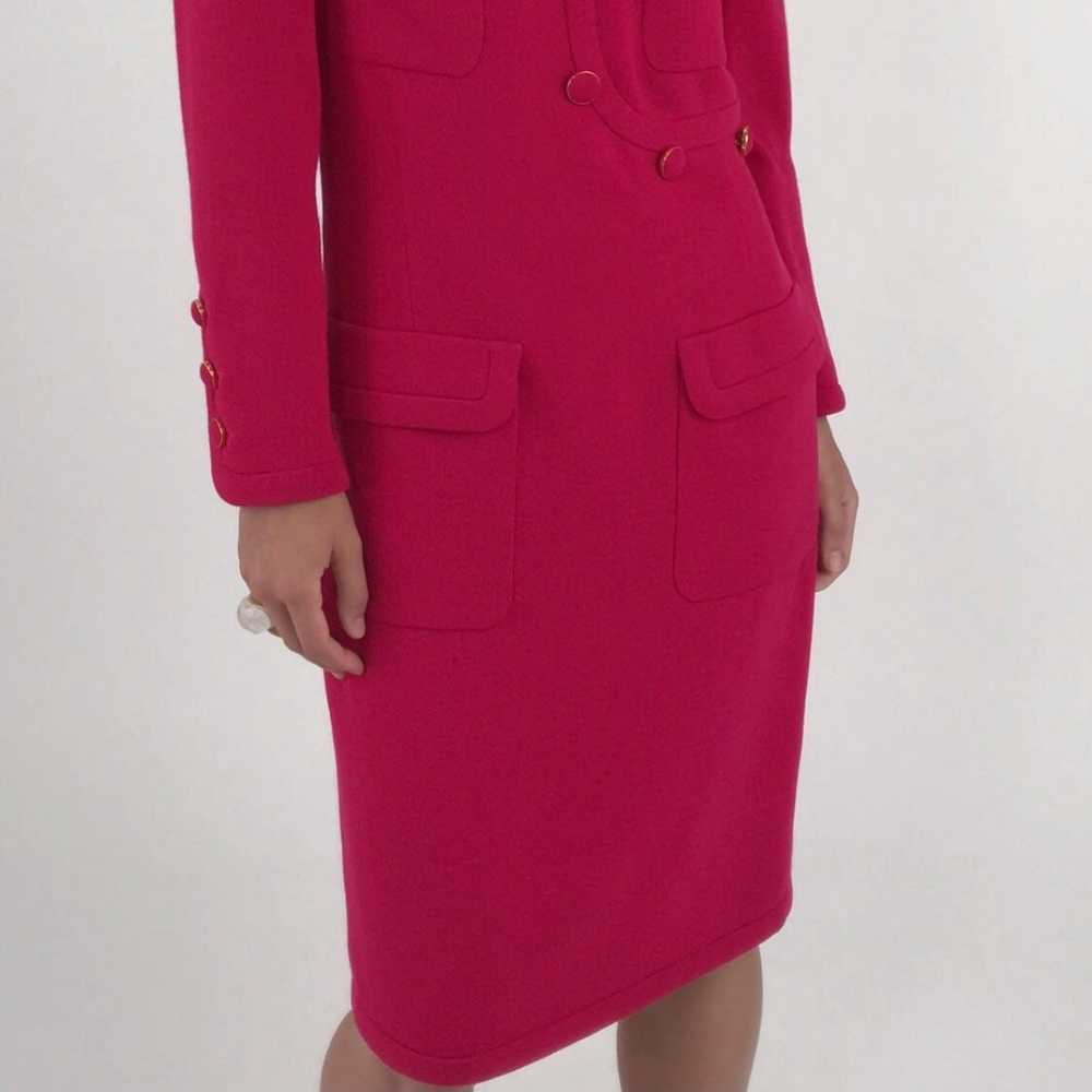 Vintage CHANEL Dark Fuchsia Pink Wool Dress 1996 - image 2