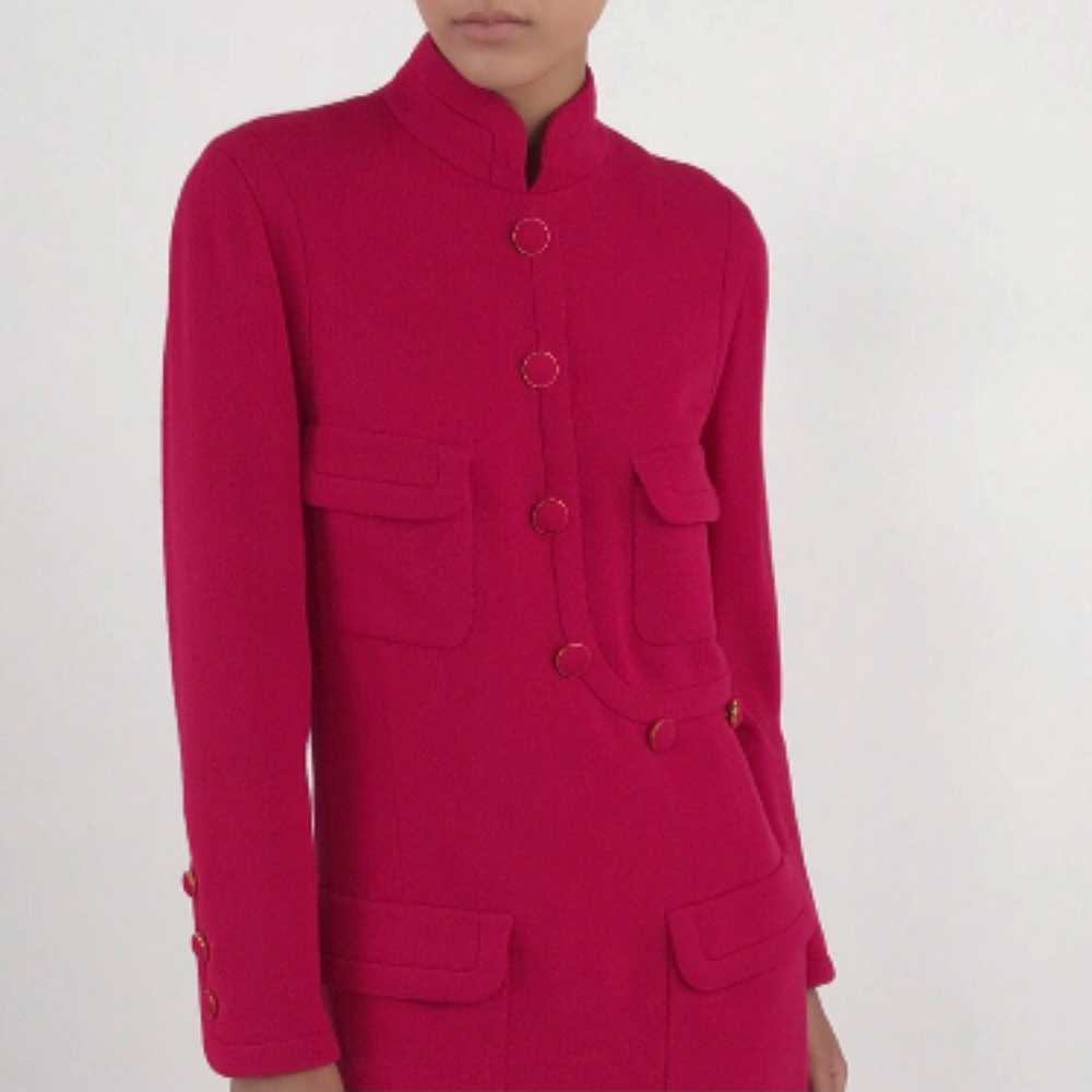 Vintage CHANEL Dark Fuchsia Pink Wool Dress 1996 - image 3