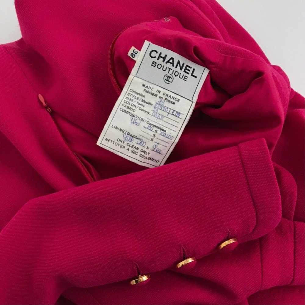 Vintage CHANEL Dark Fuchsia Pink Wool Dress 1996 - image 7