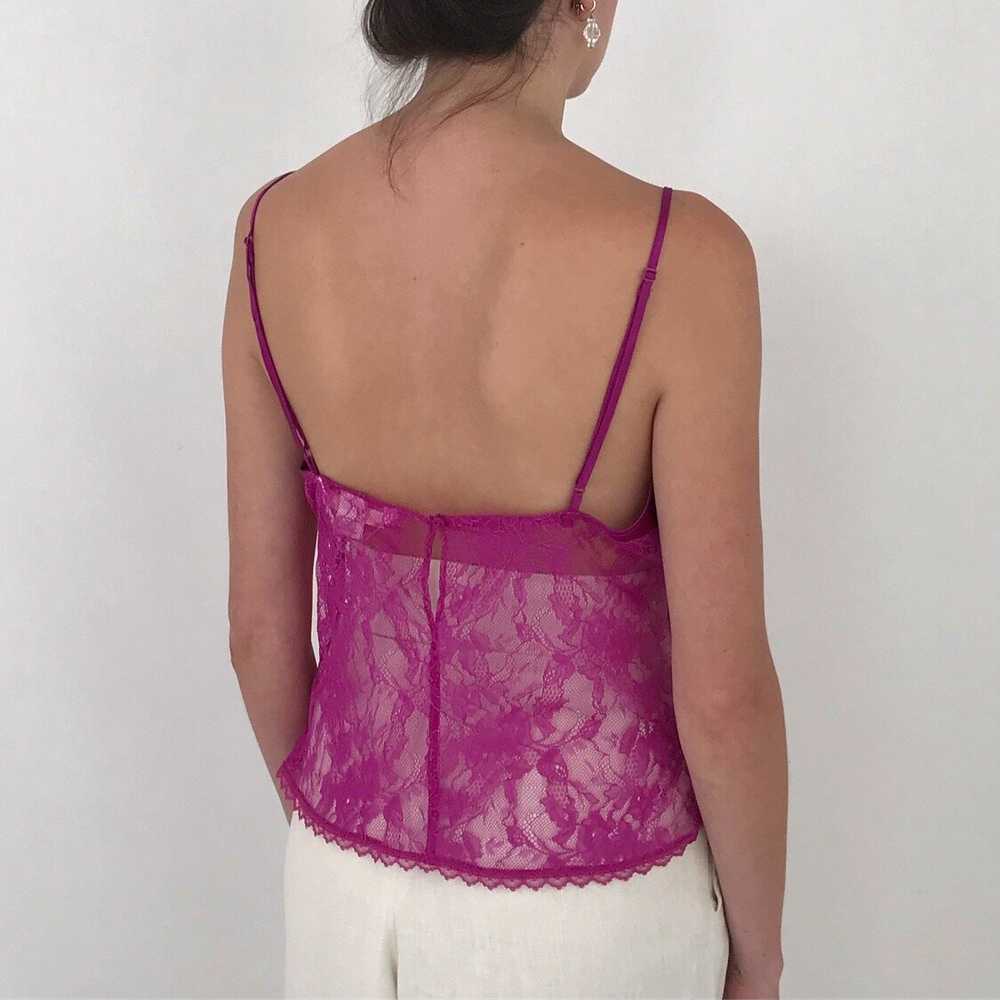 Vintage VS Raspberry Floral Lace Silk Charmeuse C… - image 2