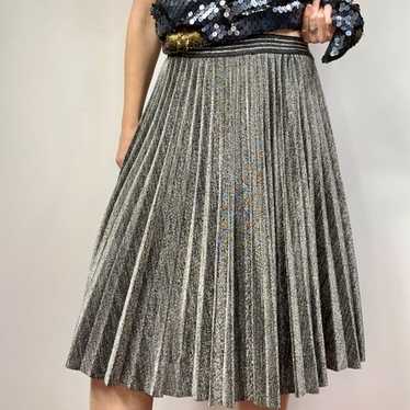 Metallic Black + Silver Micro Pleat Skirt - image 1