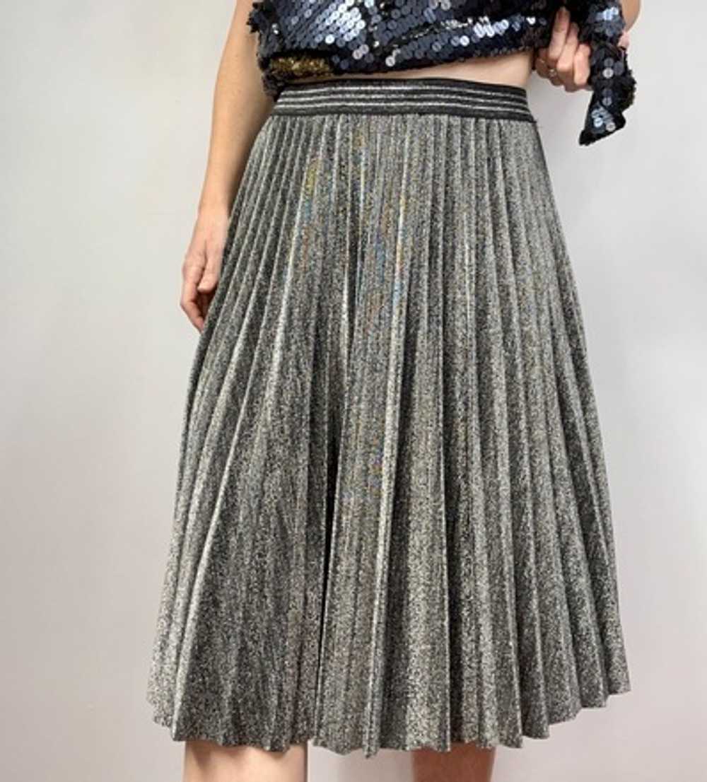 Metallic Black + Silver Micro Pleat Skirt - image 2