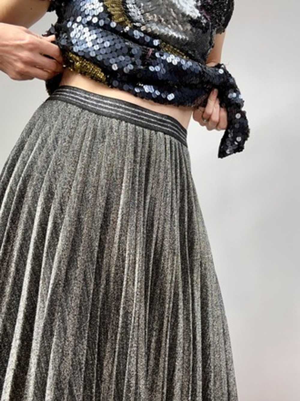 Metallic Black + Silver Micro Pleat Skirt - image 3