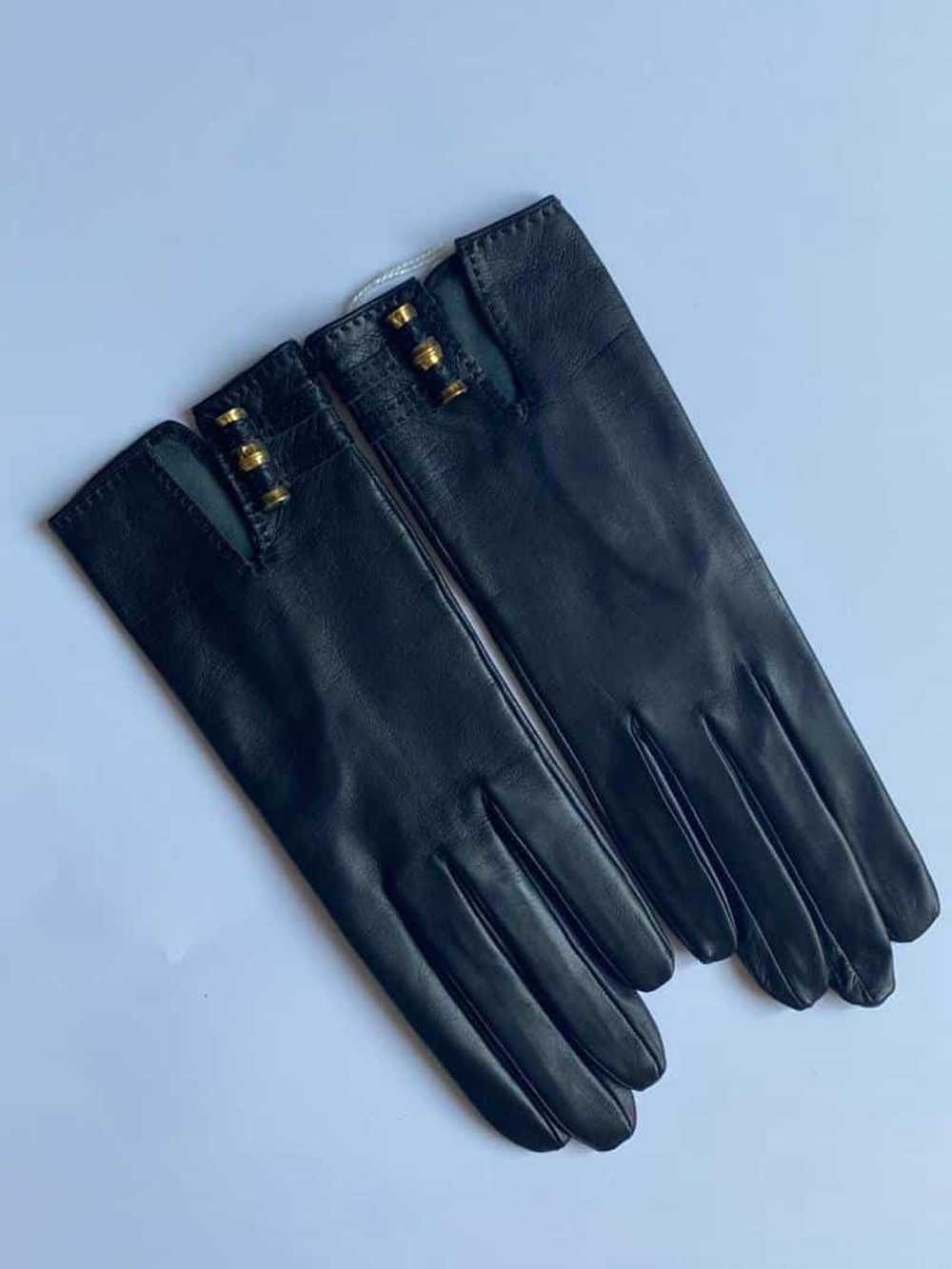 HERMÈS Leather Gloves Black 24 Fbg St Honoré - image 3