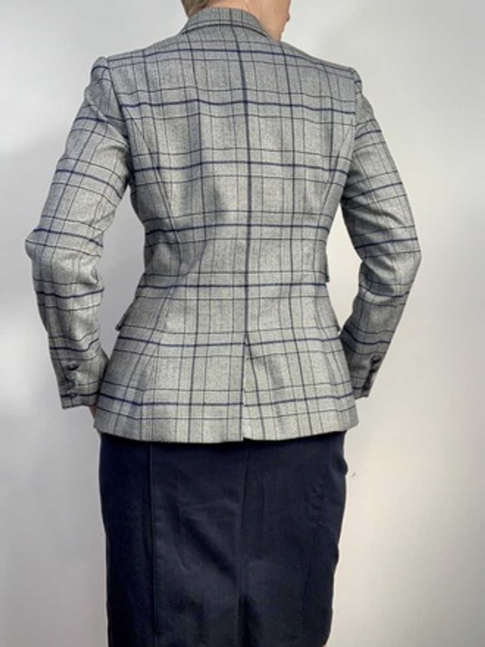 Plaid Tailored Double Breasted Blazer w/ Velvet B… - image 2