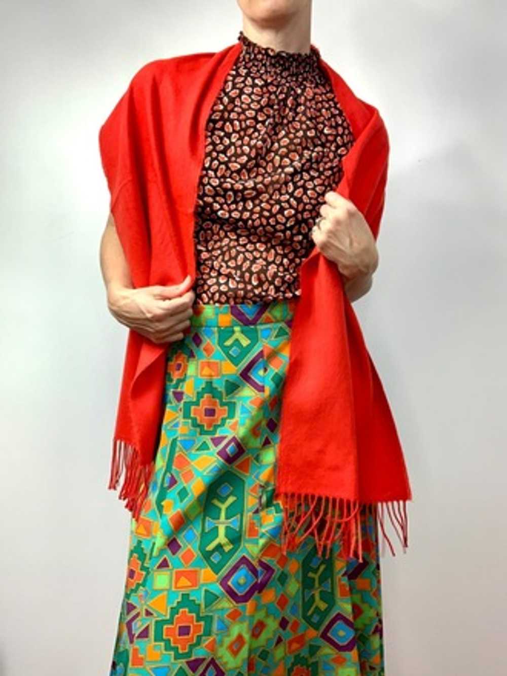 Vibrant Red-Orange Cashmere Scarf - image 1