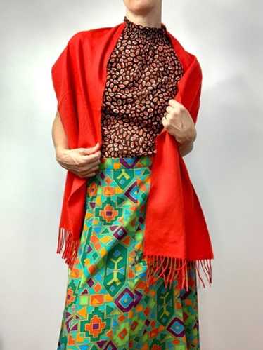 Vibrant Red-Orange Cashmere Scarf - image 1