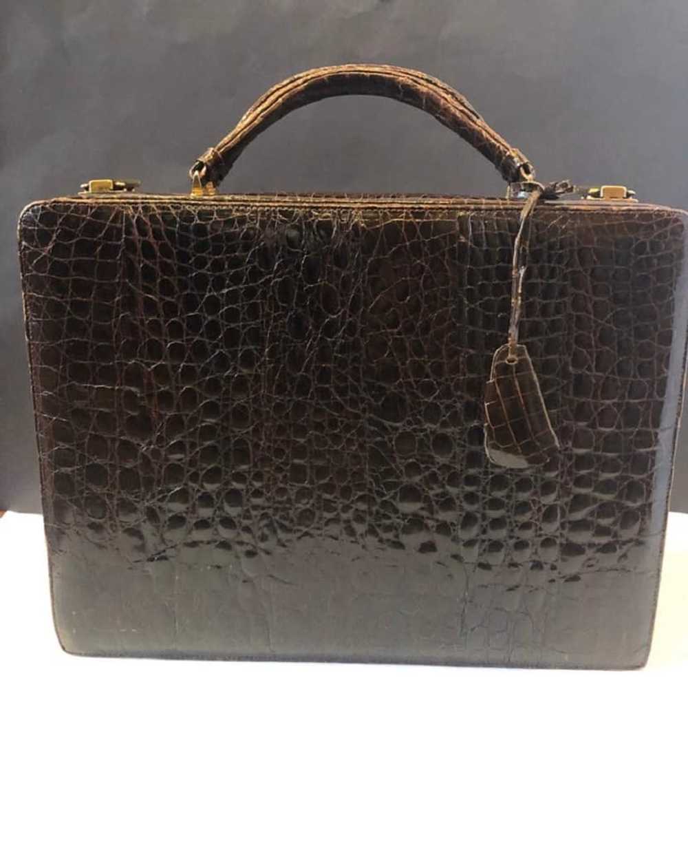 Exceptional Vintage Brown Alligator Briefcase Documen… - Gem