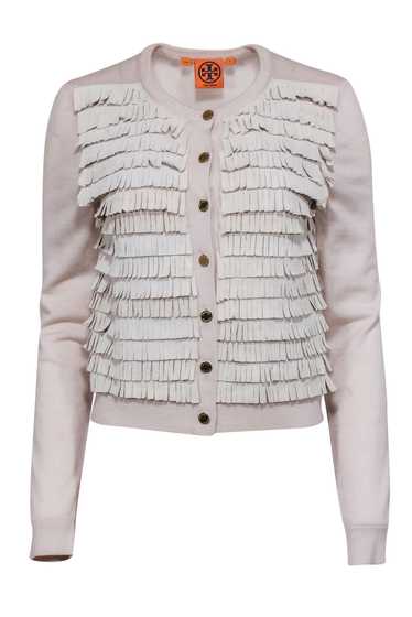 Tory Burch – Cream Fringe w/ Gold Button Cardigan 