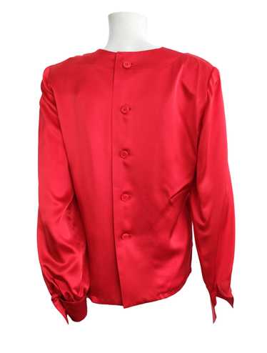 Givenchy 1980s Vintage Back Button Blouse in Red … - image 1