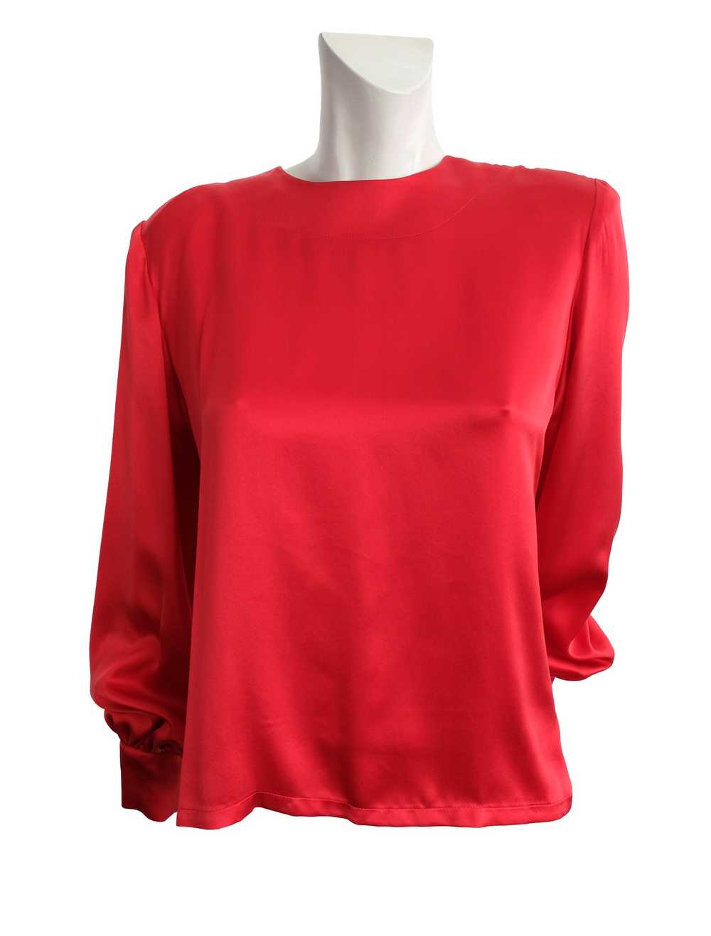Givenchy 1980s Vintage Back Button Blouse in Red … - image 2