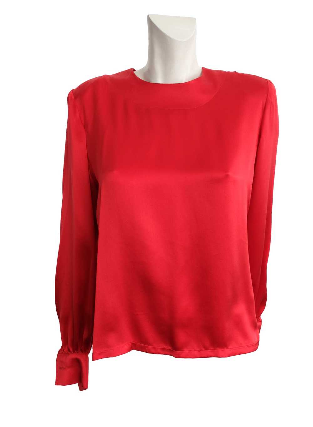 Givenchy 1980s Vintage Back Button Blouse in Red … - image 3